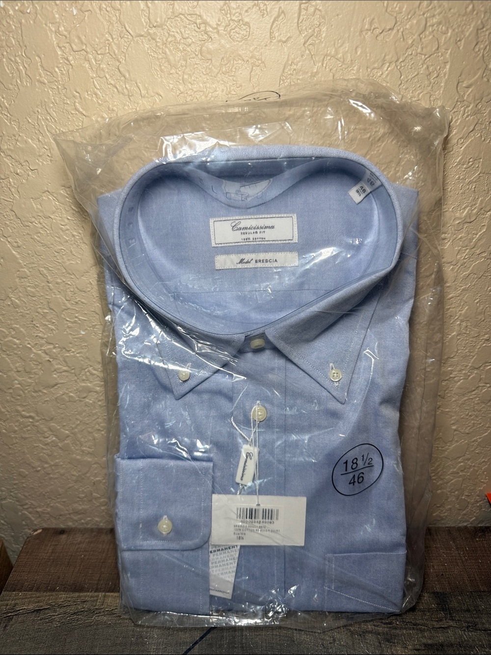 NEW! Camicissima Mens Dress Shirt Long Sleeve Button Up Size 18.5 Regular Fit